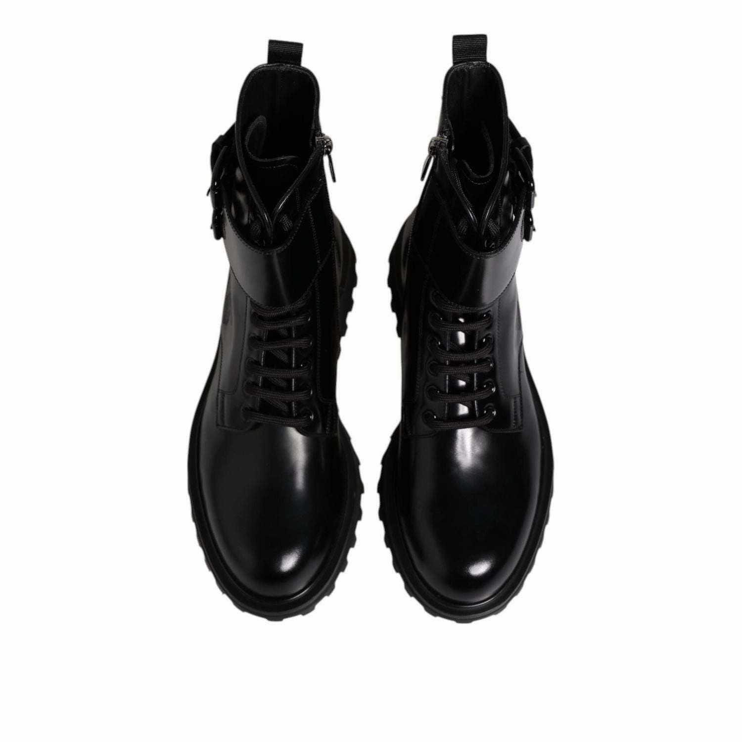 Boots For Raining Dolce & Gabbana Black Leather Lace Up Mid Calf Boots Shoes