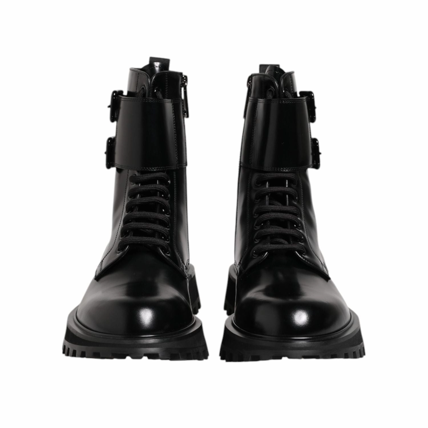Academy Rubber Boots Dolce & Gabbana Black Leather Lace Up Mid Calf Boots Shoes