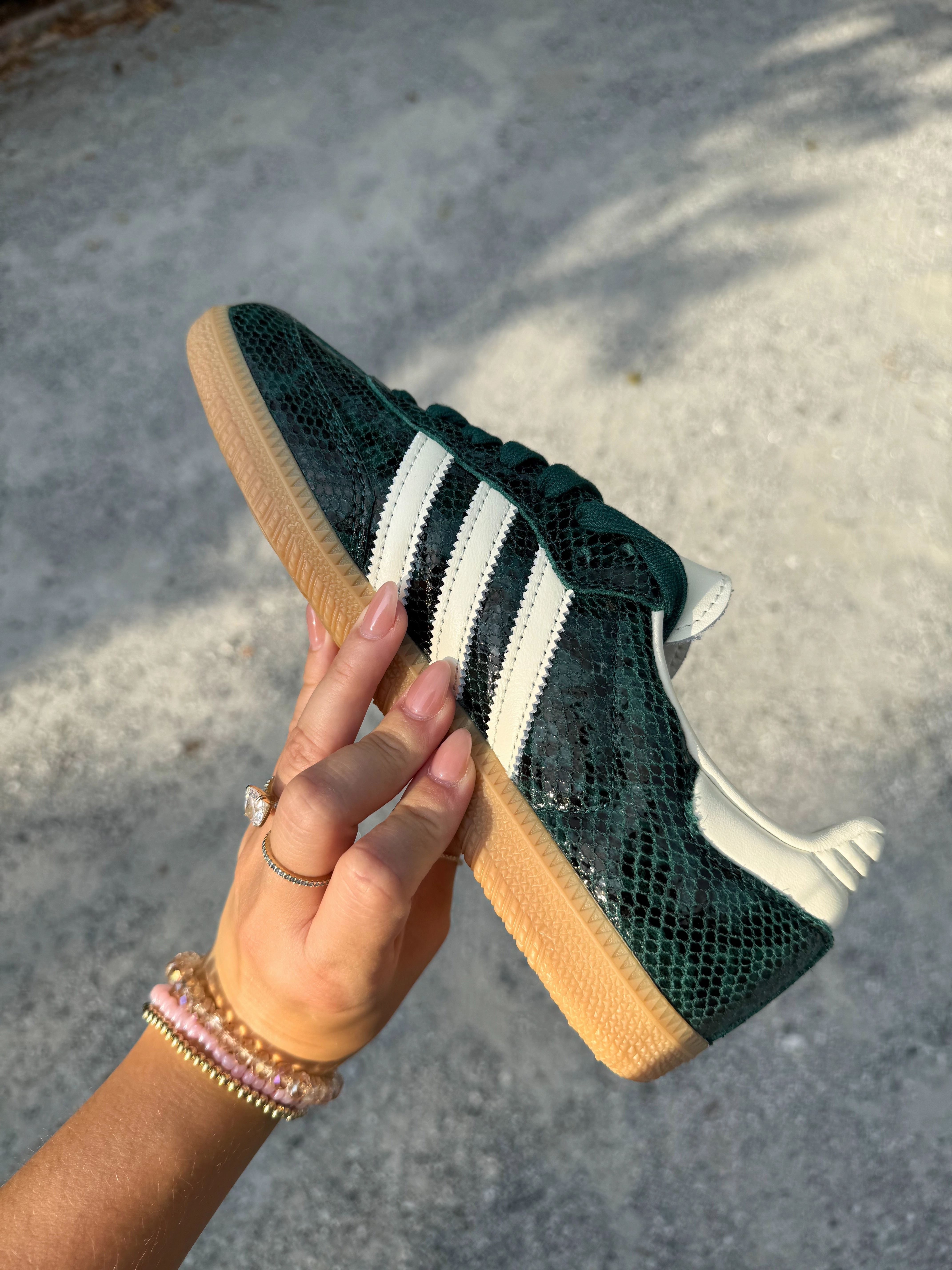 Green Snakeprint Swarovski Adidas Original Samba OG Adidas Shoes For Pronation