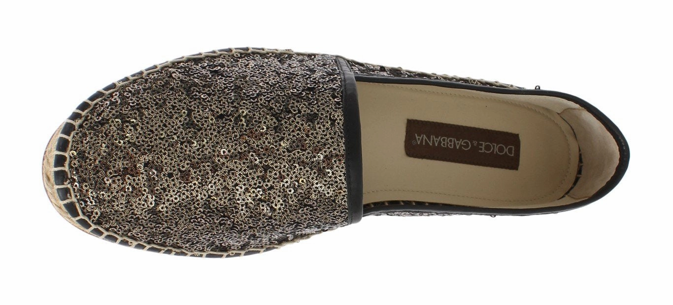Ebay Espadrille Wedges Black Gold Sequined Loafers Espadrilles