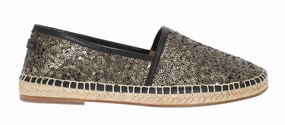 Black Gold Sequined Loafers Espadrilles Eric Michael Serena Espadrilles