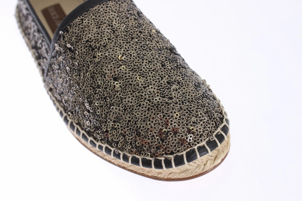 Black Gold Sequined Loafers Espadrilles Tony Espadrilles