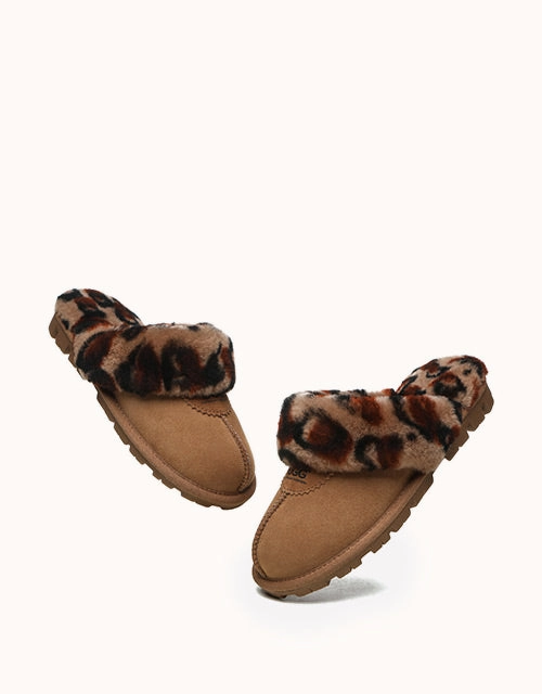 Slide Double Strap AUSTRALIAN SHEPHERD Leopard Print Slipper