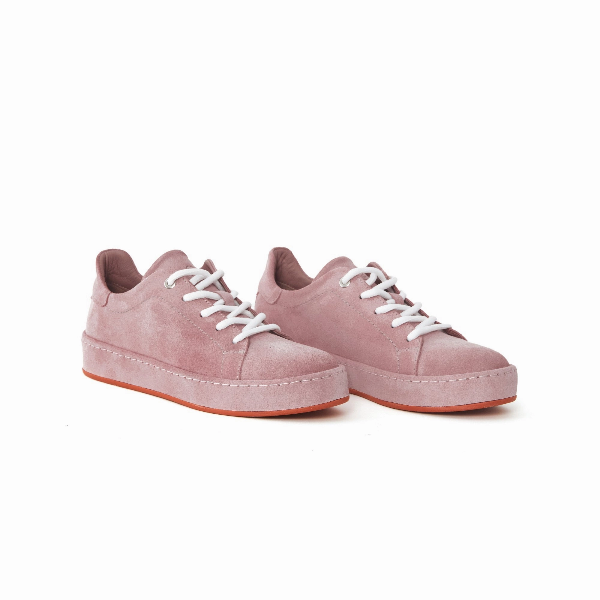 Cute Comfortable Sneakers Women's Suede Calf Leather Handmade Sneakers W5007