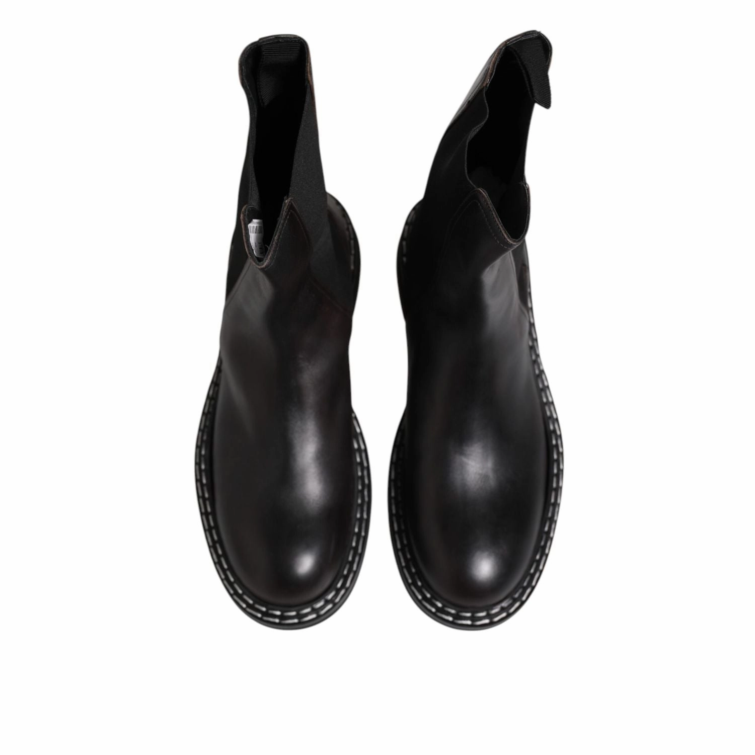 Monk Strap Boots Dolce & Gabbana Black Leather Mid Calf Boots Flats Shoes