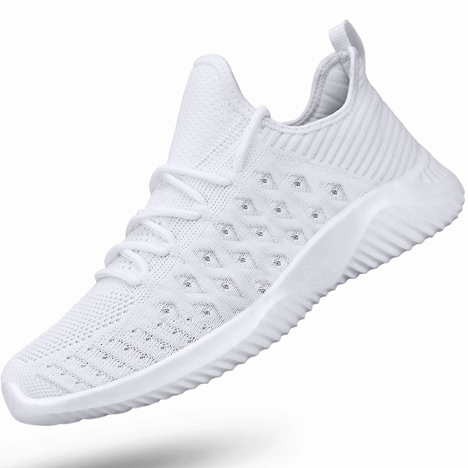 Natural Flat Shoes FEETHIT Mens Non-slip Walking Sneaker White