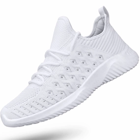 FEETHIT Mens Non-slip Walking Sneaker White Flat Shoes Size 9