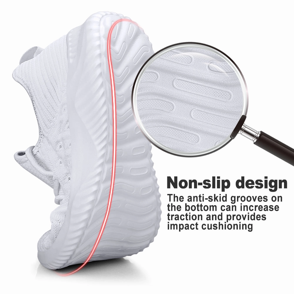 FEETHIT Mens Non-slip Walking Sneaker White Abeo Shoes Flats