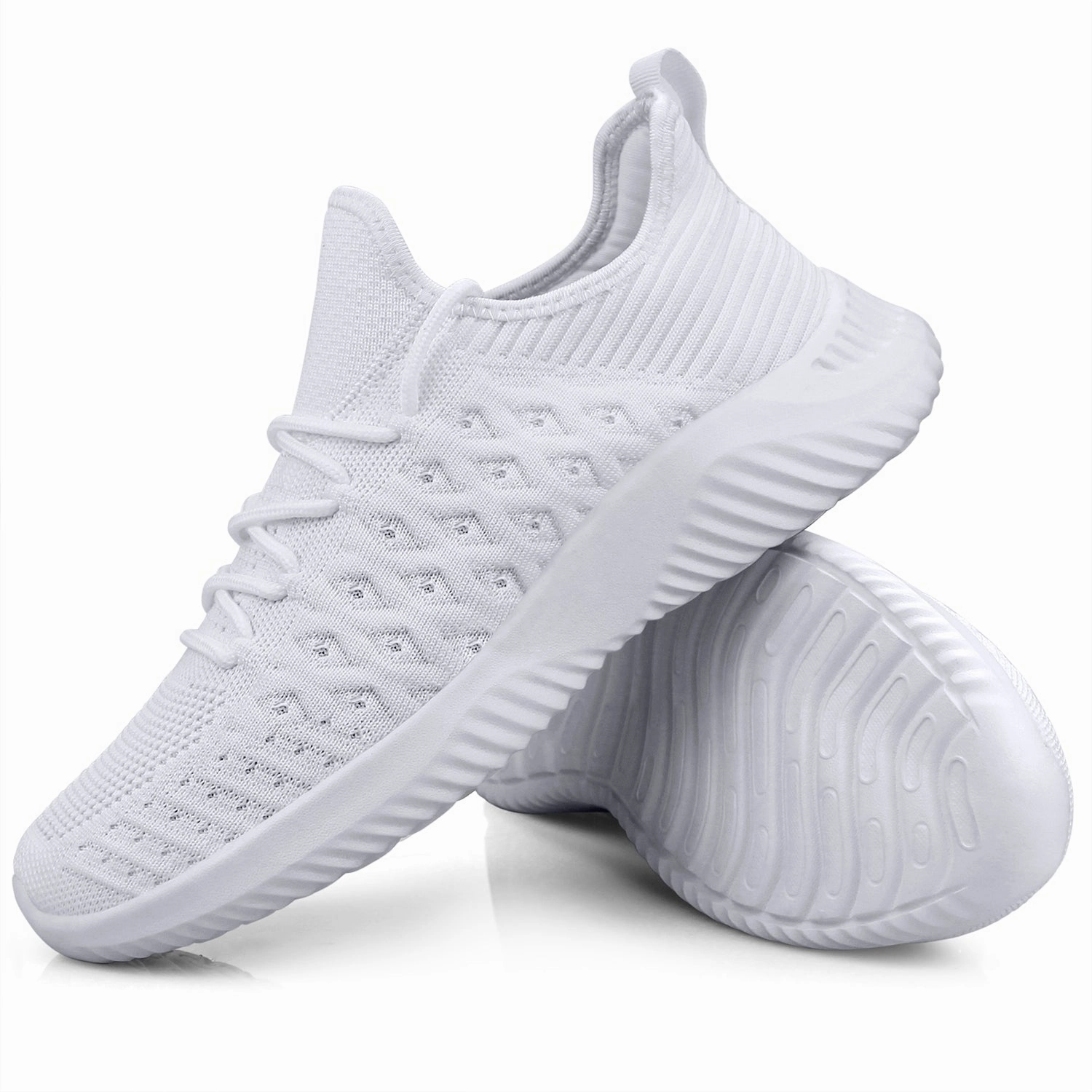 FEETHIT Mens Non-slip Walking Sneaker White Paul Green Flat Shoes