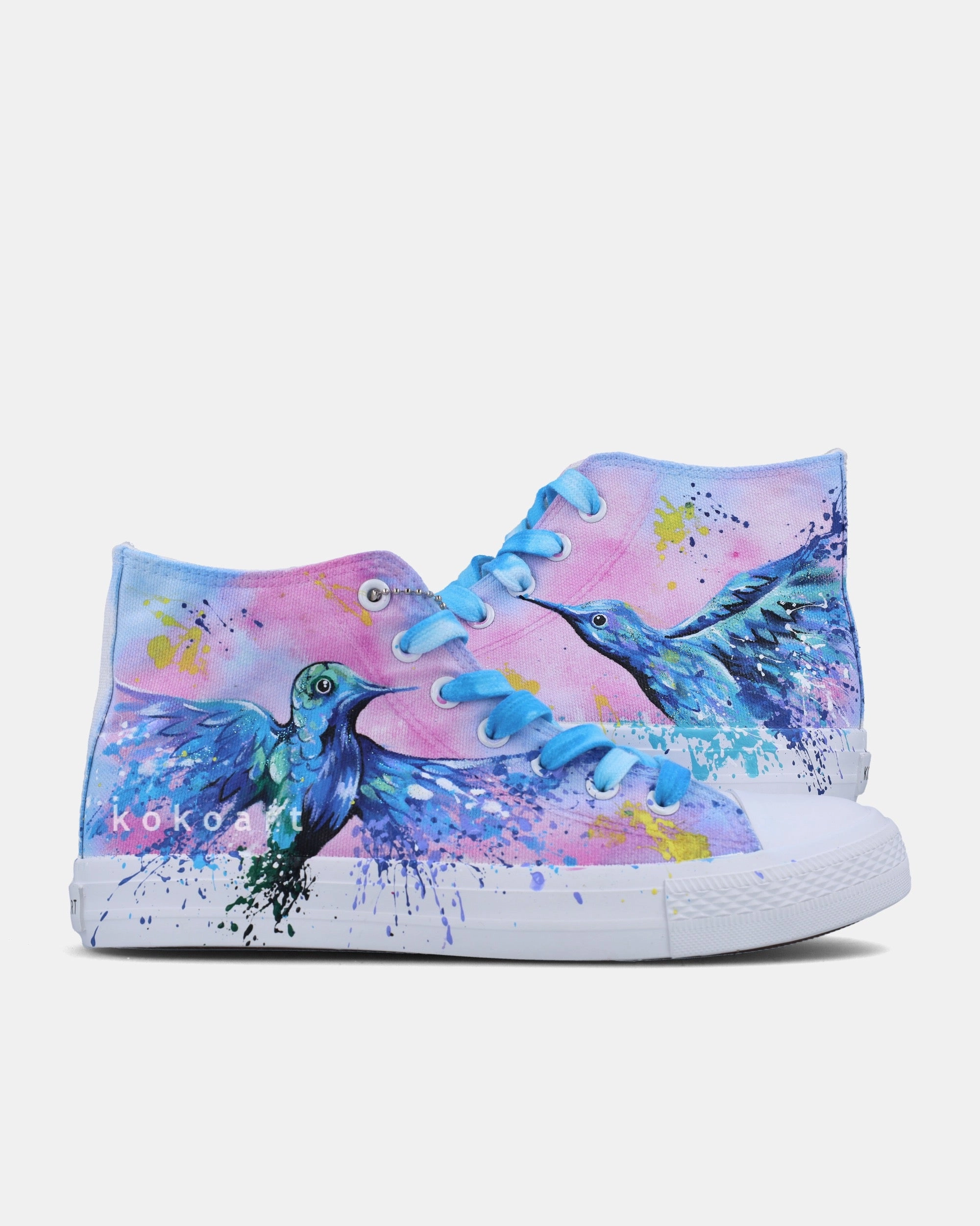 Pink Exotic Birds Hand Painted Shoes Waterproof For Leather Shoes