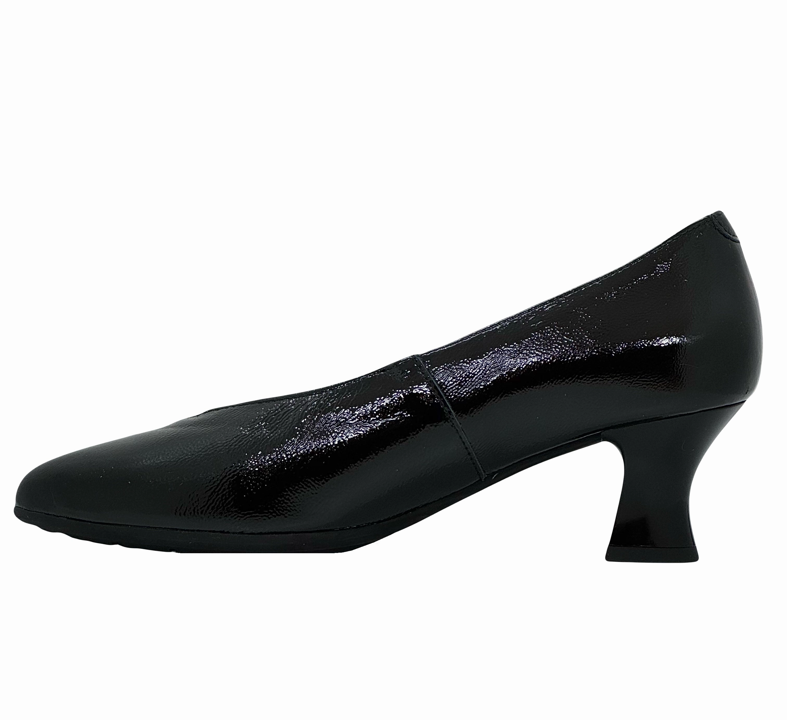 Pitillos Ladies Crinkle Patent Low Heel Court Shoe Waterproof Stain Proof Shoes