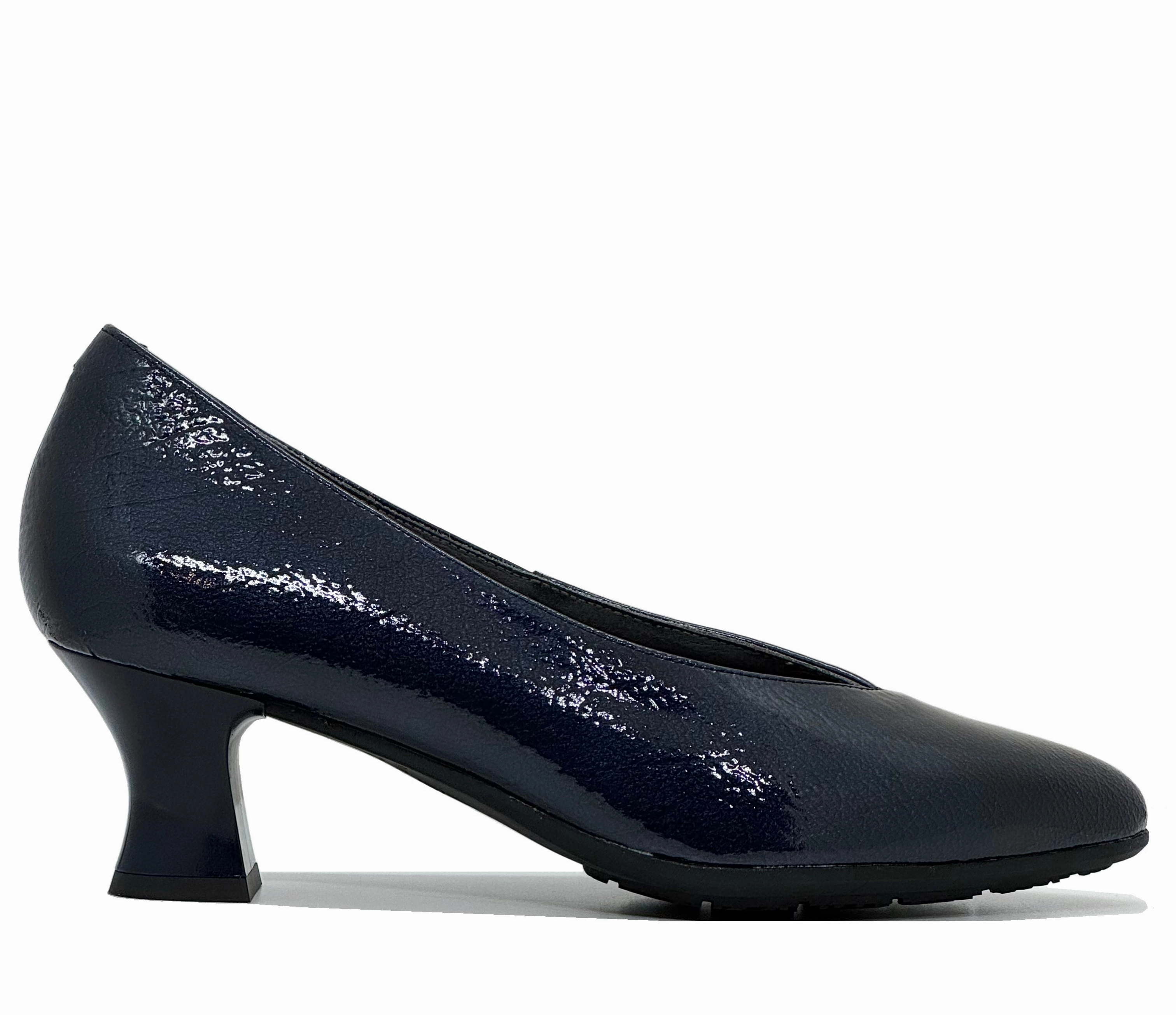 Shoes For Work Waterproof Pitillos Ladies Crinkle Patent Low Heel Court Shoe