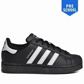 Pre School Adidas Superstar II Shoes - Black/White Adidas Shoe Outlet