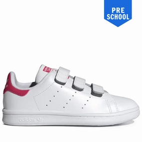 Pre School Stan Smith Comfort Closure Shoes - Cloud White/Bold Pink Adidas Crazy 1 Basketball Shoes