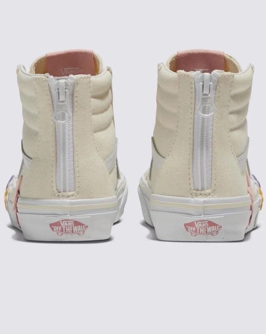 Vans Sk8-Hi Zip Kids Flower Egret Authentic Skate Shoe Monochrome