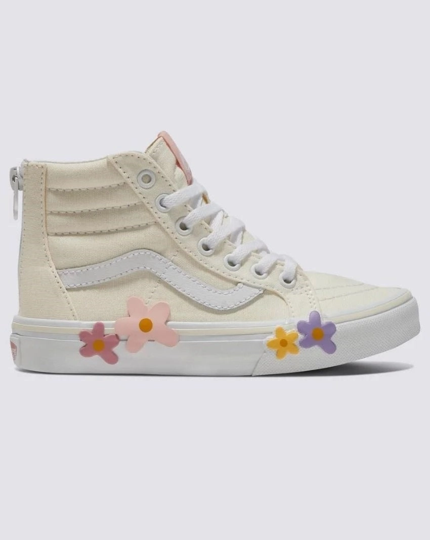 Skater Brand Shoes Vans Sk8-Hi Zip Kids Flower Egret