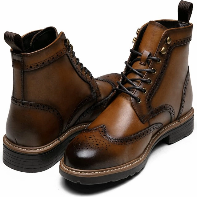 Premium Leather Wingtip Formal Dress Boots Best Winter Boots For Walking