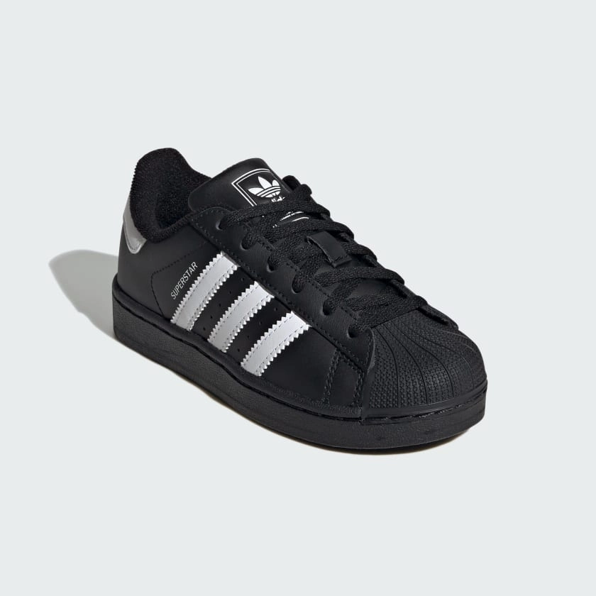 Pre School Adidas Superstar II - Black/White/Black Adidas Chunky Skate Shoes