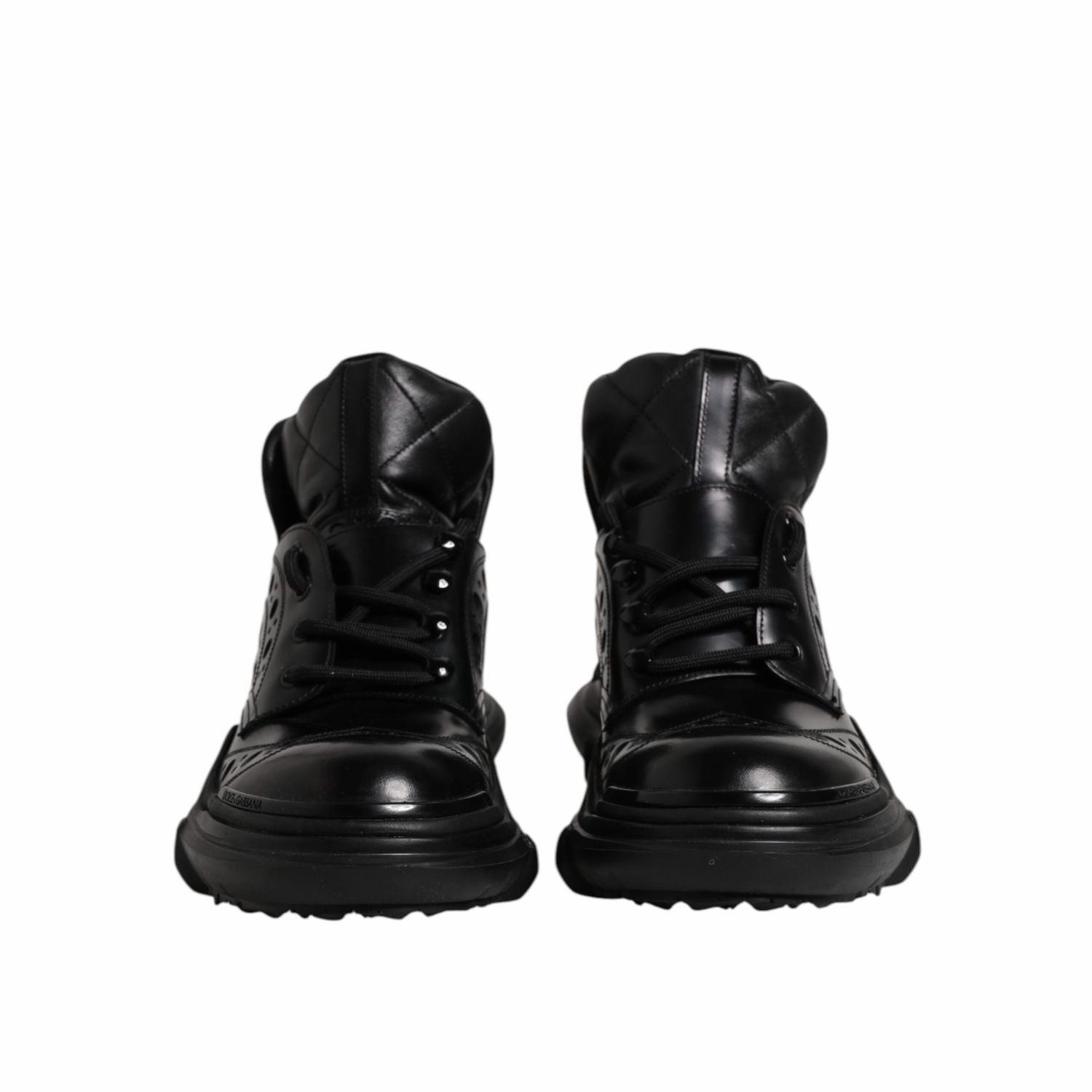 Leather Biker Boots Dolce & Gabbana Black Leather Casual Mens Ankle Boots Shoes