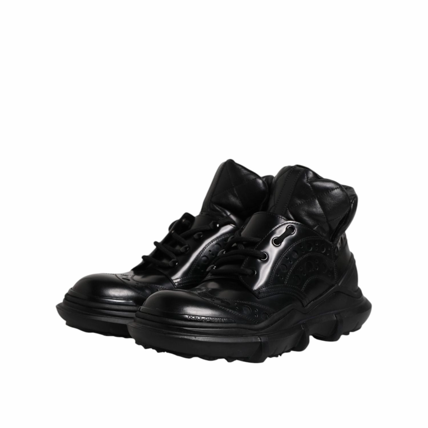 Martens Motorcycle Boots Dolce & Gabbana Black Leather Casual Mens Ankle Boots Shoes