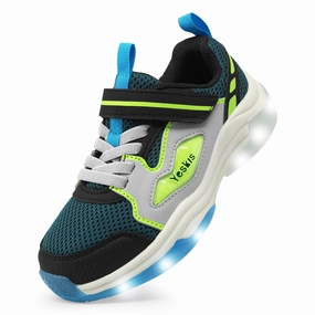 Slip On Sneakers White YESKIS FutuVibe Light Up Boys Sneakers for Kids Grey/Dark Green