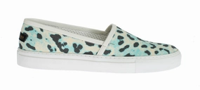 Shoes For Flat Foot Blue Leopard Canvas Leather Espadrilles Shoes