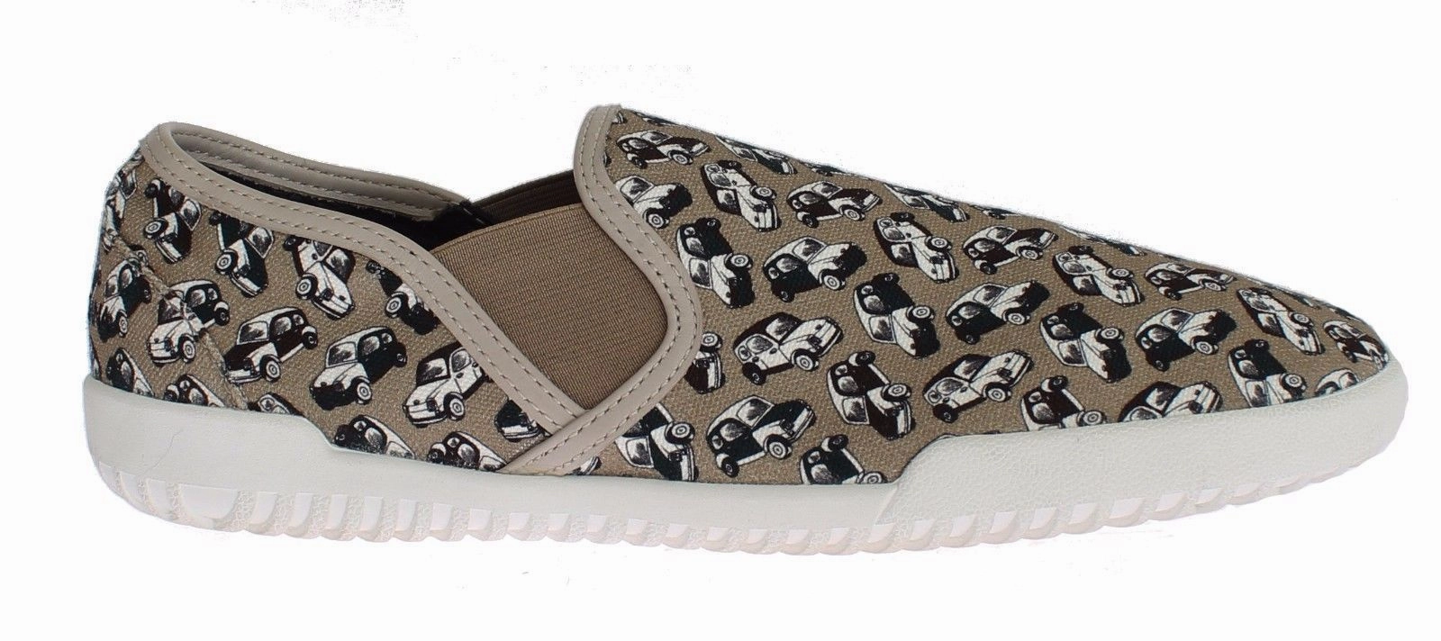 Beige Denim Car Print Loafers Sneakers Shoes Best Business Casual Shoes Walking