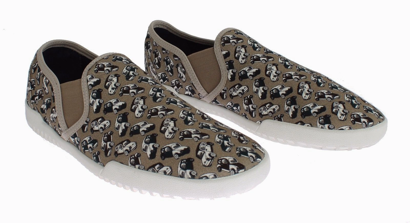 Beige Denim Car Print Loafers Sneakers Shoes Size 13 Wide Casual Shoes