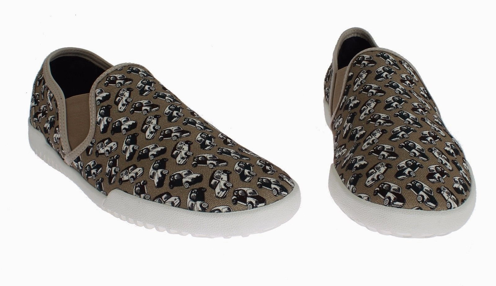 Stacy Adams Casual Shoes Beige Denim Car Print Loafers Sneakers Shoes