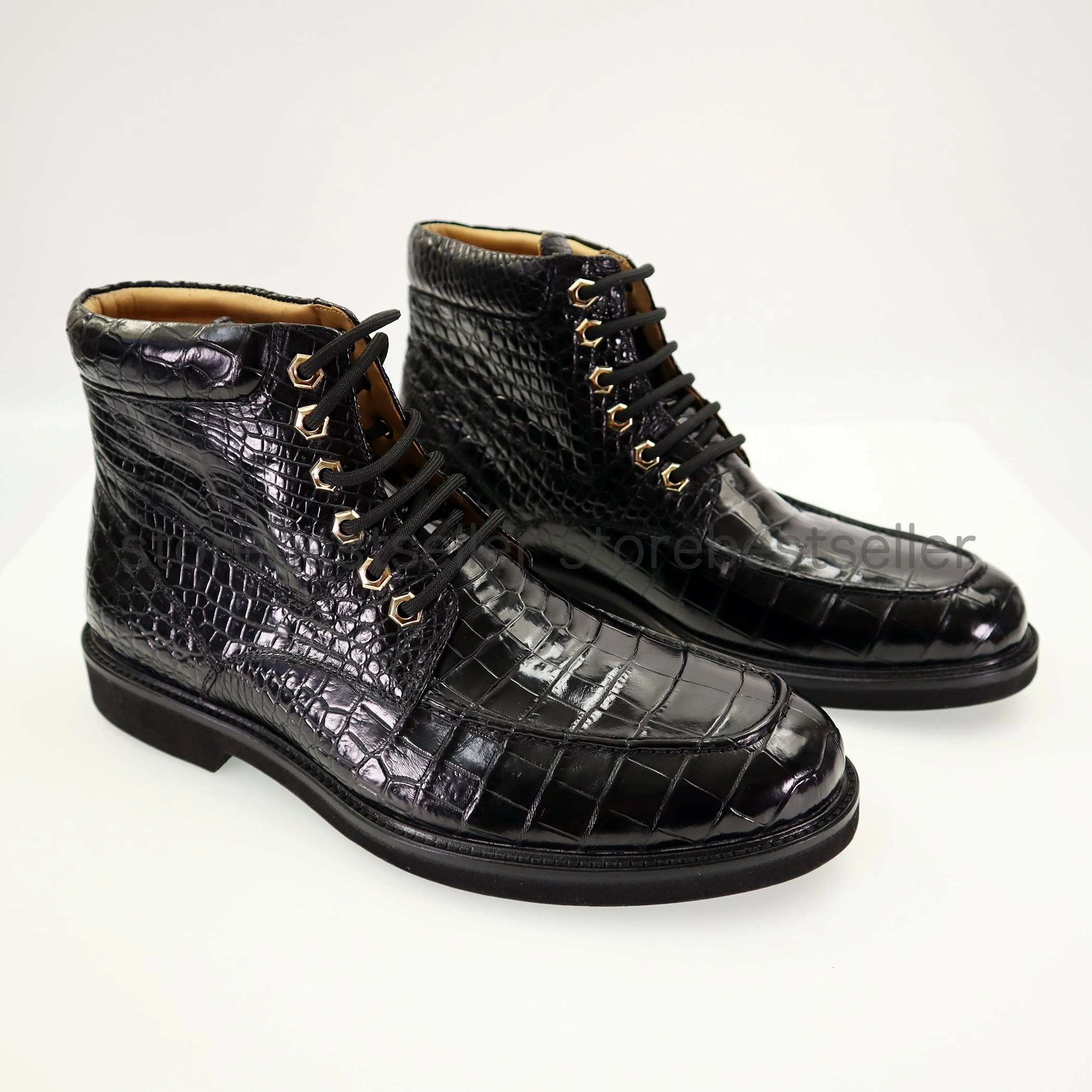 Jane Boots Mens Handcrafted Alligator Crocodile Leather Dress Shoes Lace up Brogue Shoes