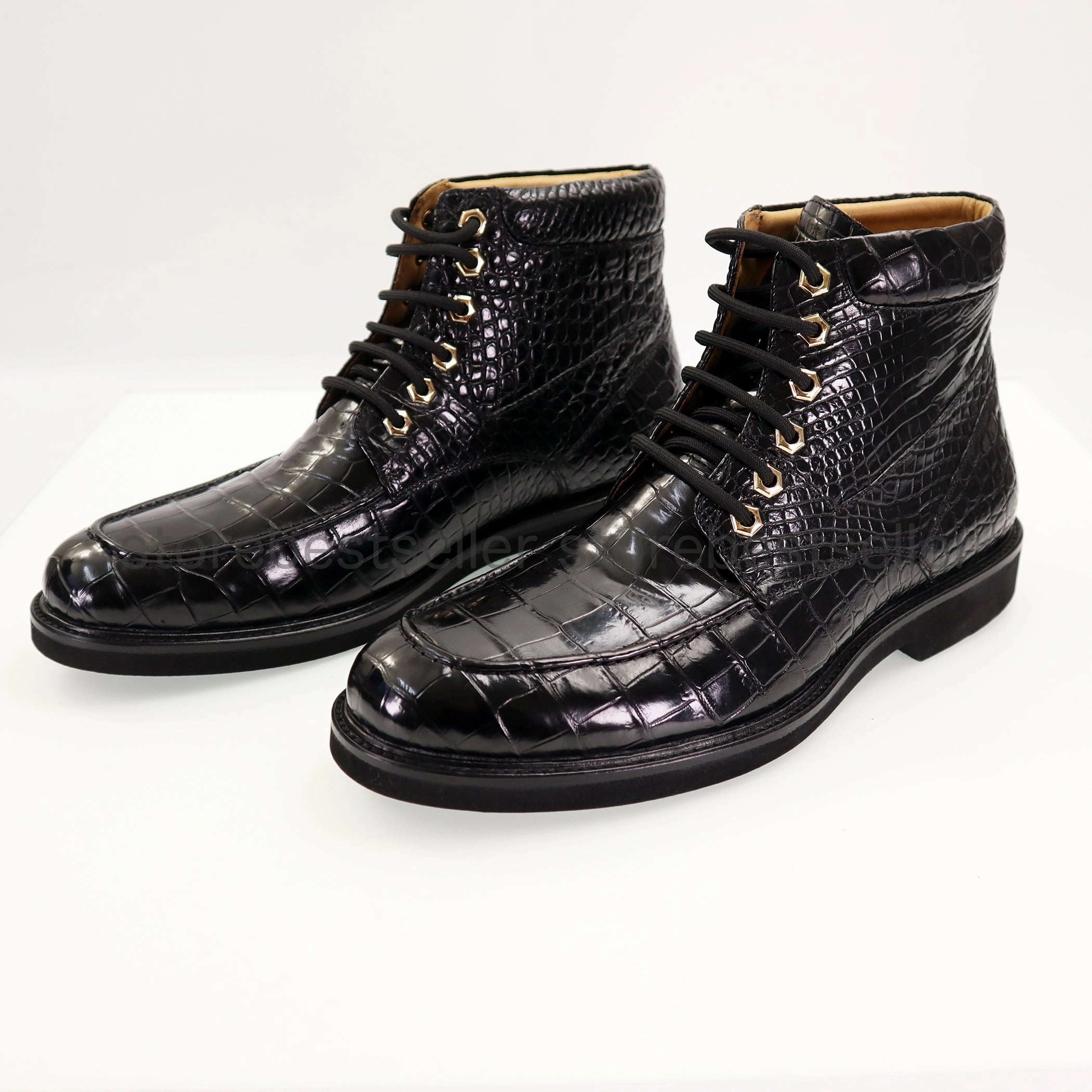 Pirarucu Boots Mens Handcrafted Alligator Crocodile Leather Dress Shoes Lace up Brogue Shoes