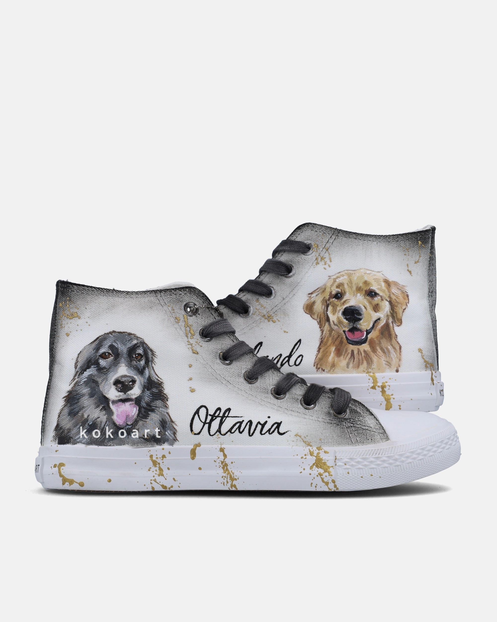 Realistic Pet Portrait Hand Painted Shoes Synthetic Shoes Waterproof