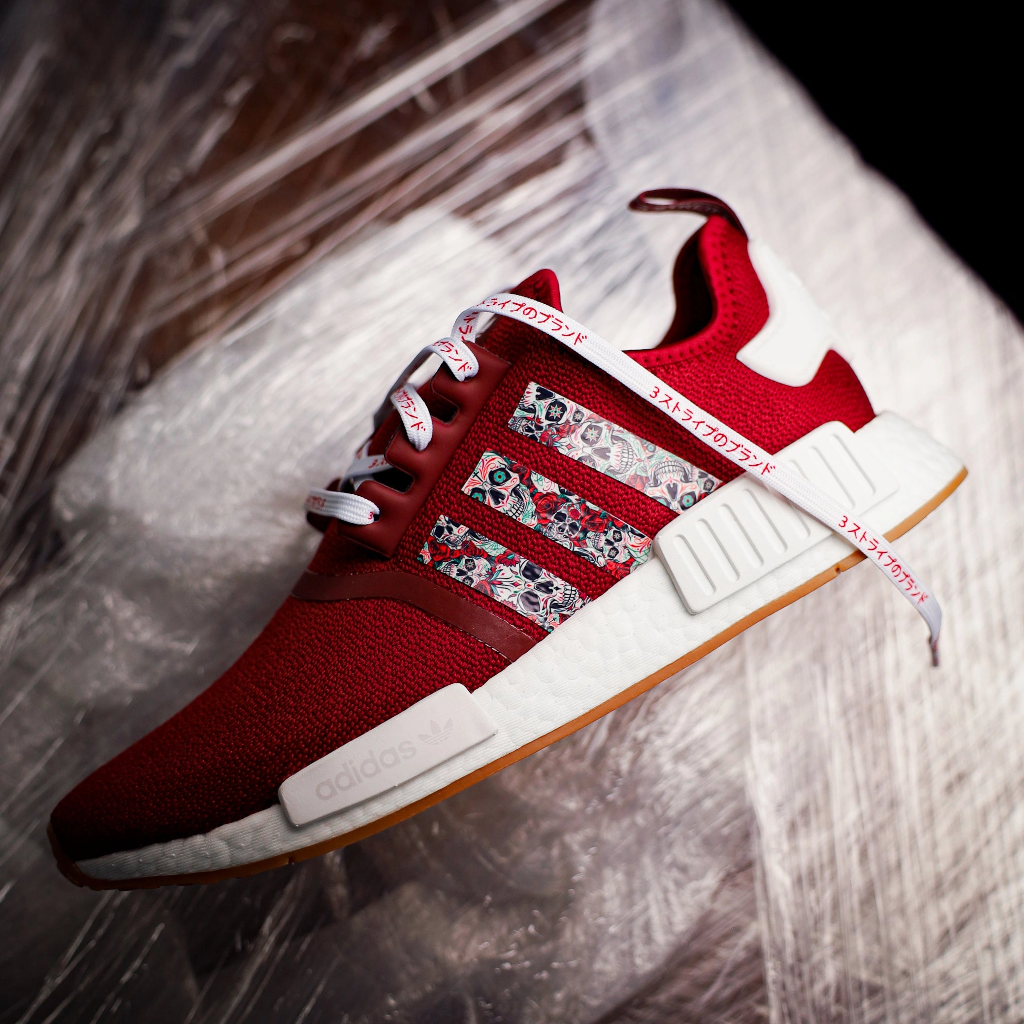 Red Day of the Dead Stripes for NMD Adidas Rivalry Mule Shoes