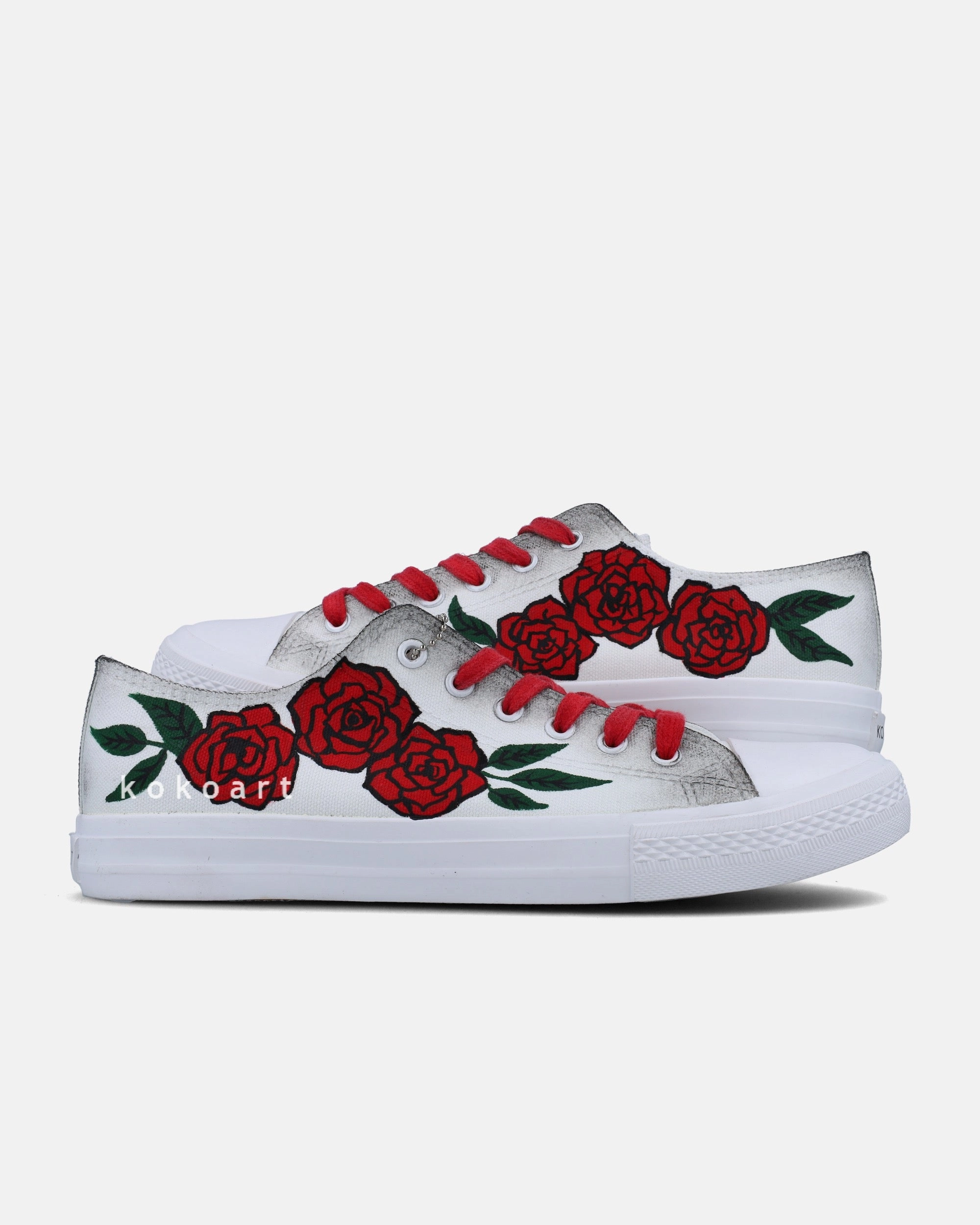 Pegasus Trail 4 Gore-tex Trail Running Shoes Red Roses Hand Painted Shoes