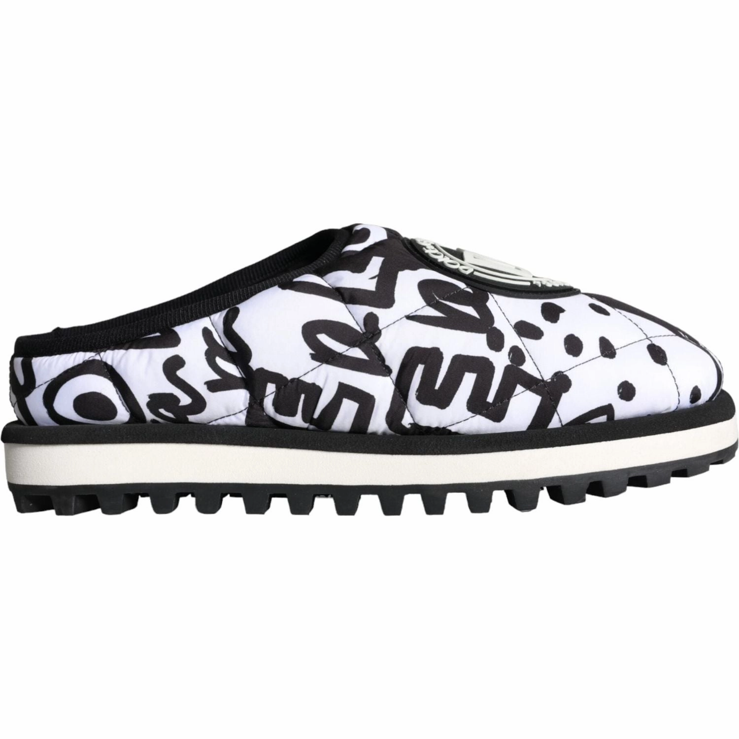 Dolce & Gabbana Black White Quilted Logo Sandals Slides Shoes 1974 Slippers