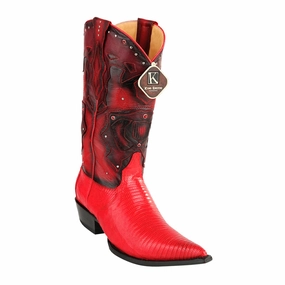 Sand In My Boots Festival Men's King Exotic Boots Teju Lizard 3x Toe Red (495vf0712)