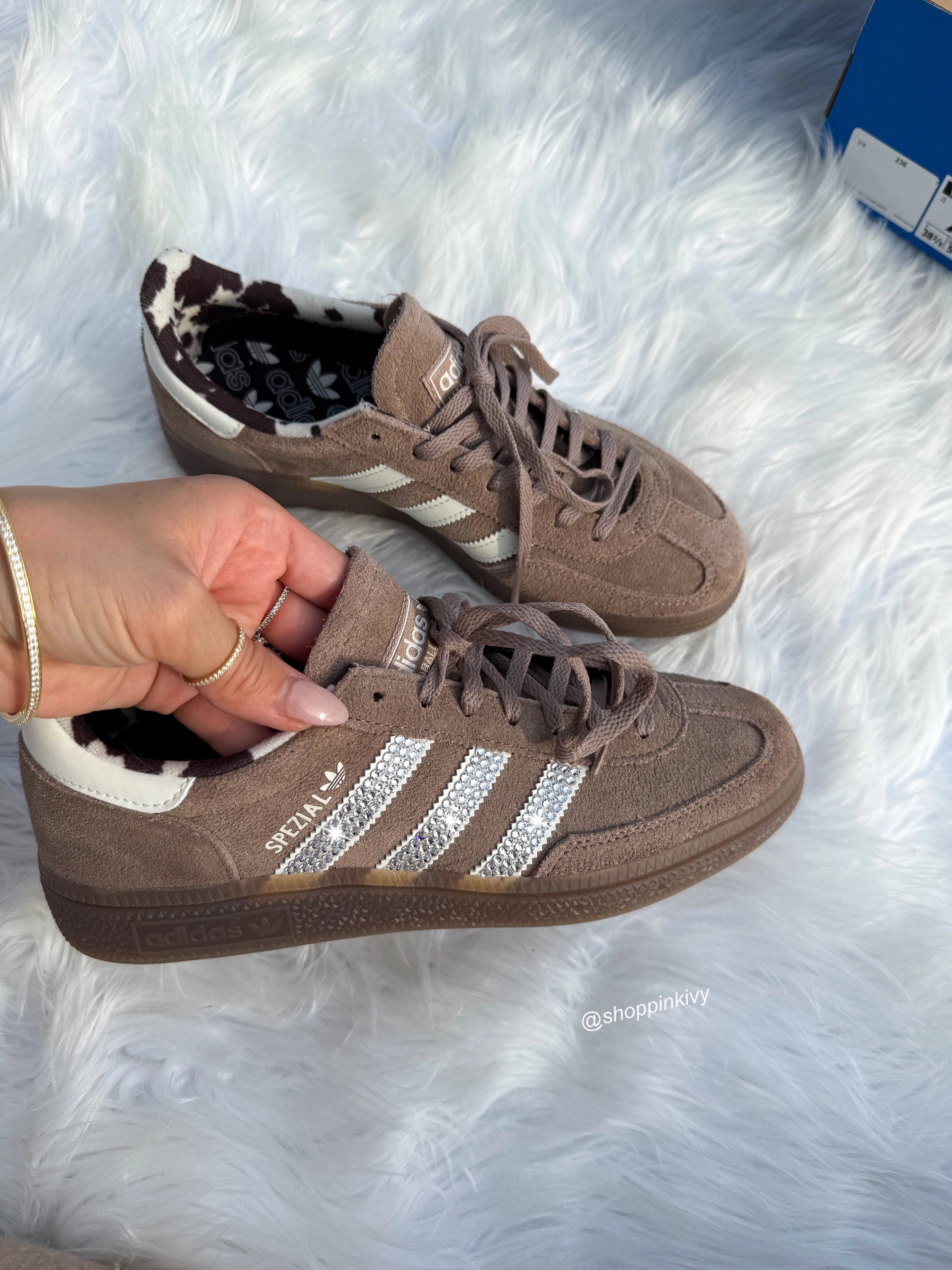 Adidas Shoes Originals Taupe Cow Print Swarovski Adidas Original Spezial Shoes