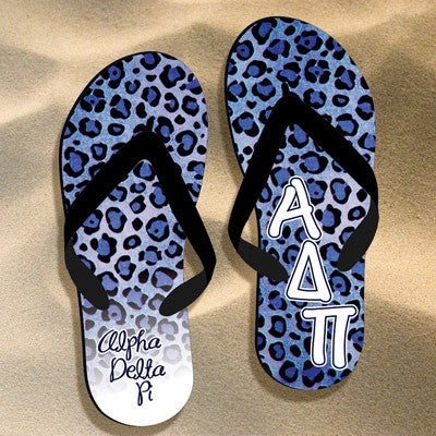 Alpha Delta Pi Cheetah Print Flip Flops - SBL100 - SUB Flip Flops Front View
