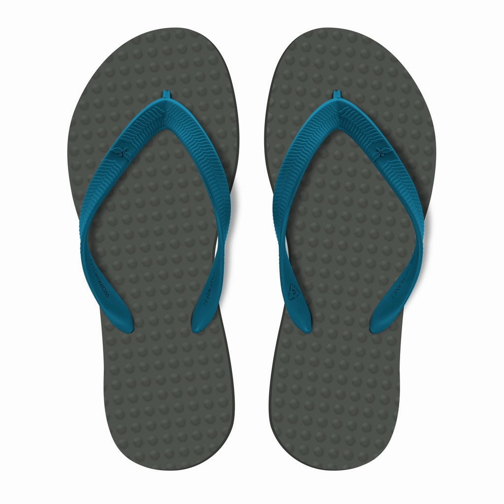 Men's Sustainable Flip Flops Grey with Navy Straps North Face Base Camp Flip Flops