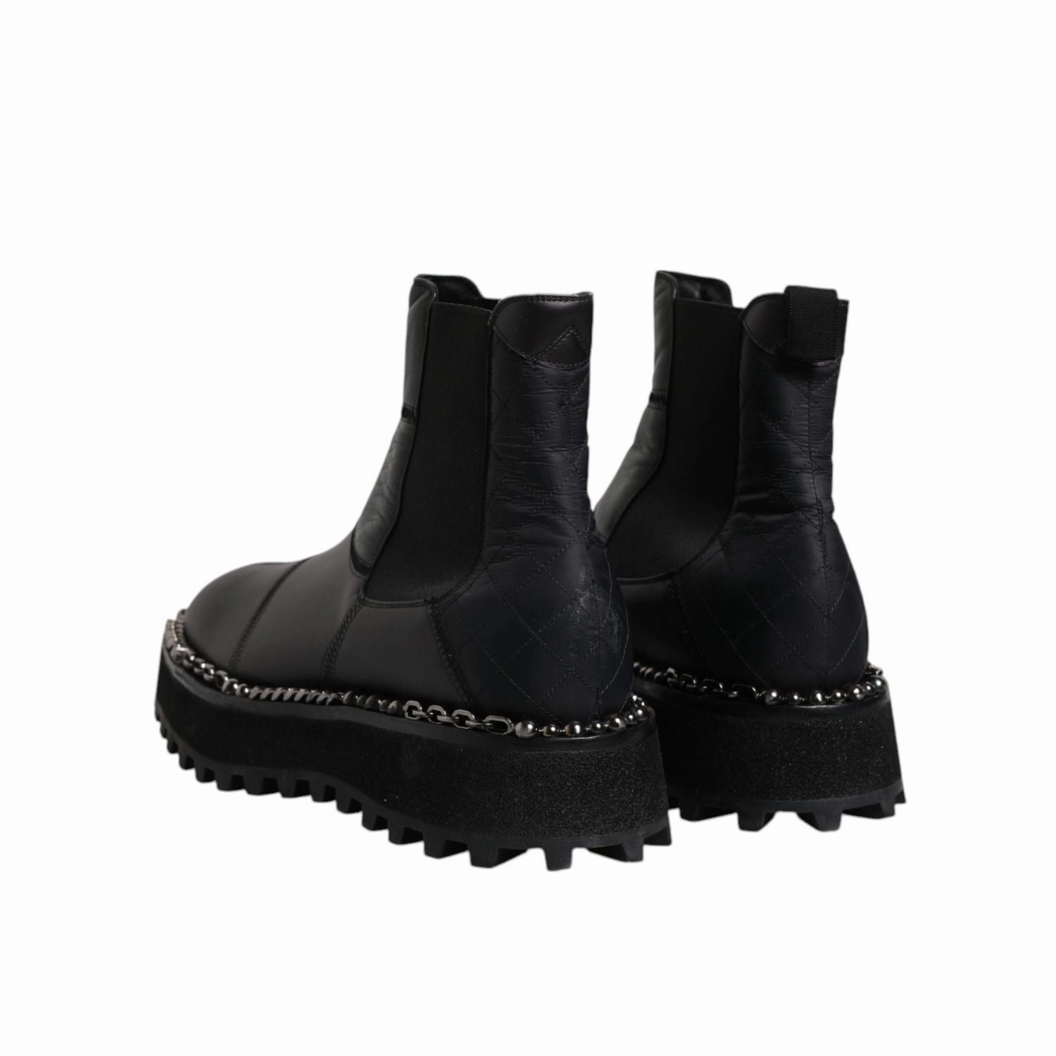 Female Motorbike Boots Dolce & Gabbana Black Chelsea Boots Leather Slip On Shoes