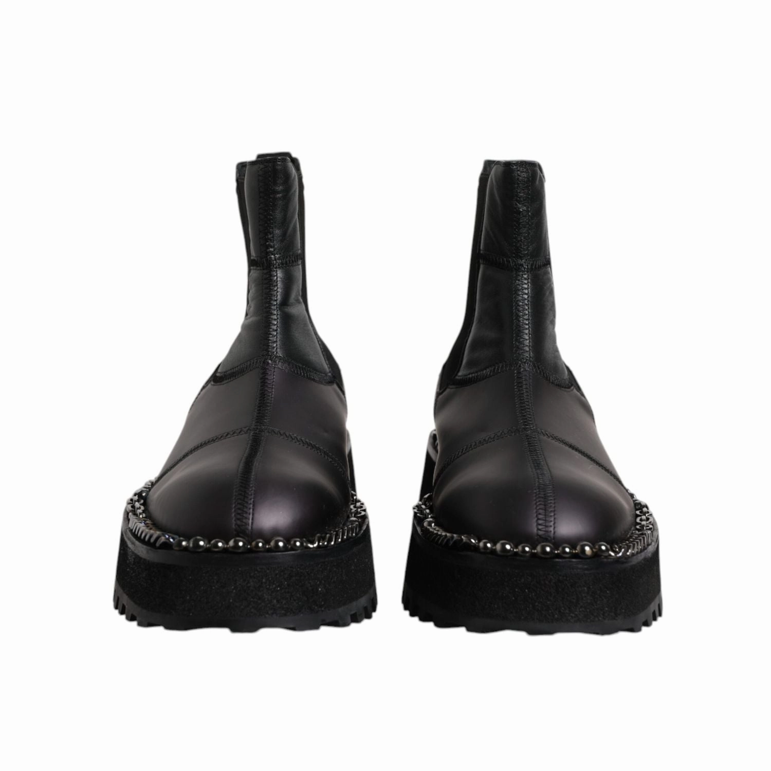 Dolce & Gabbana Black Chelsea Boots Leather Slip On Shoes Air Compression Boots