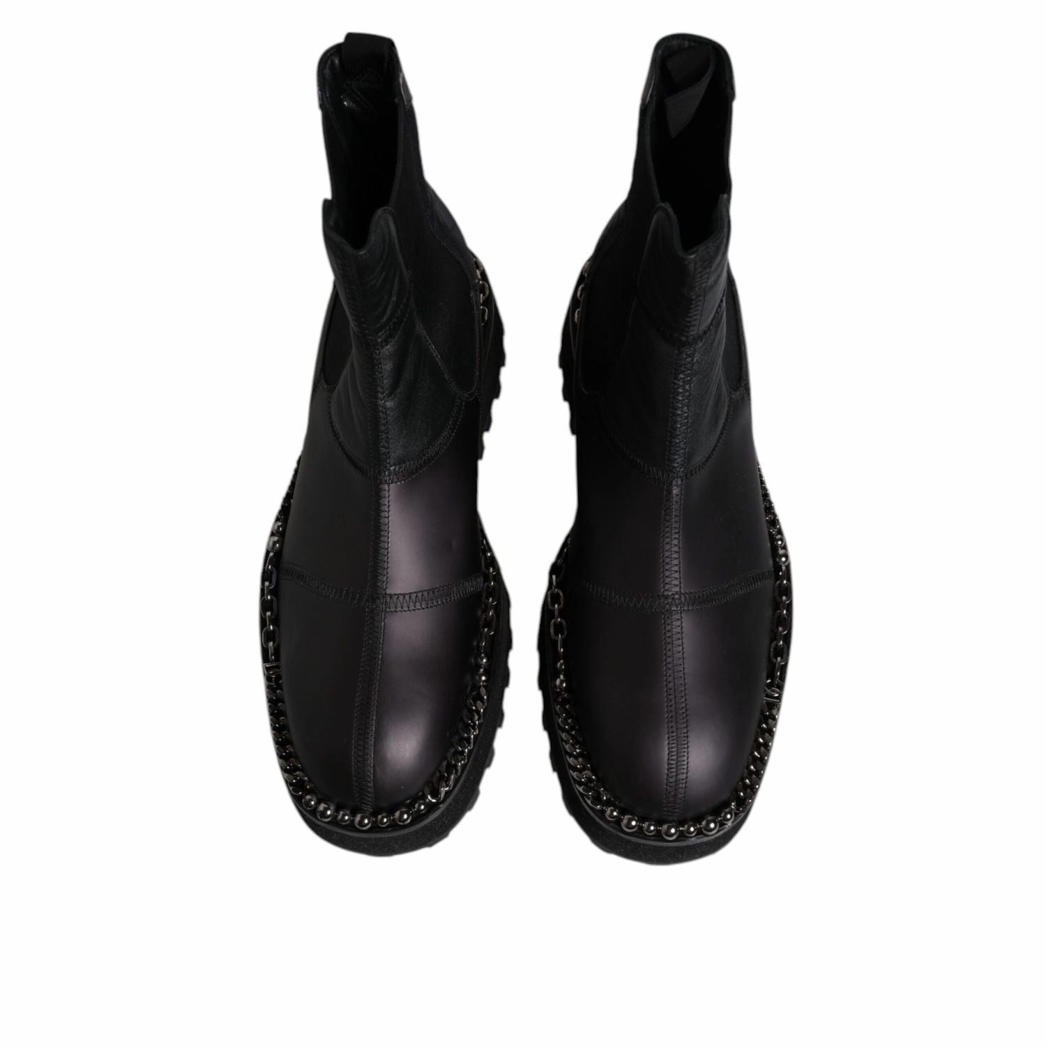 Boots Fur Lined Dolce & Gabbana Black Chelsea Boots Leather Slip On Shoes