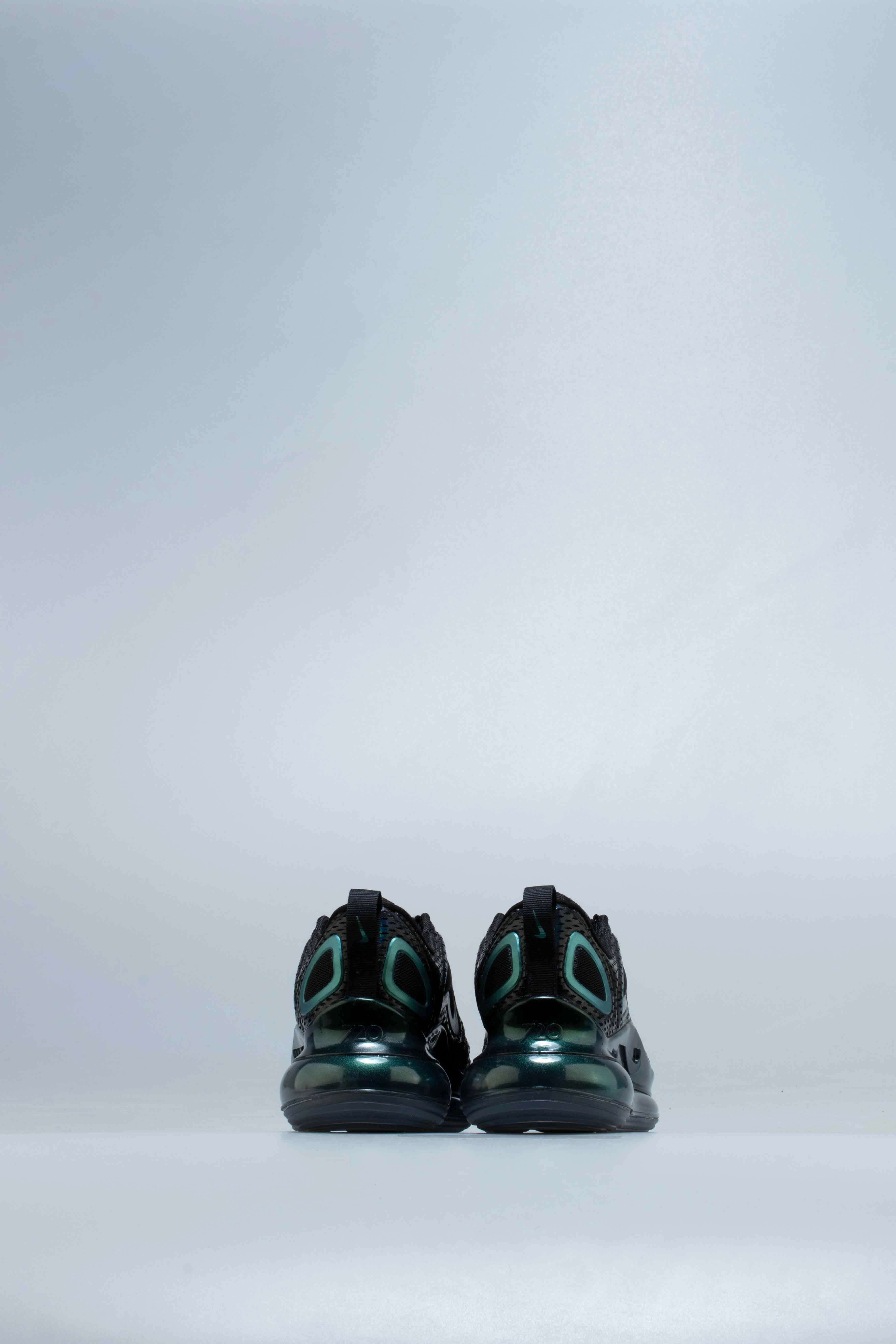 Air Max 720 Retro Womens Shoes - Black/Metallic Silver Breathable Running Shoes