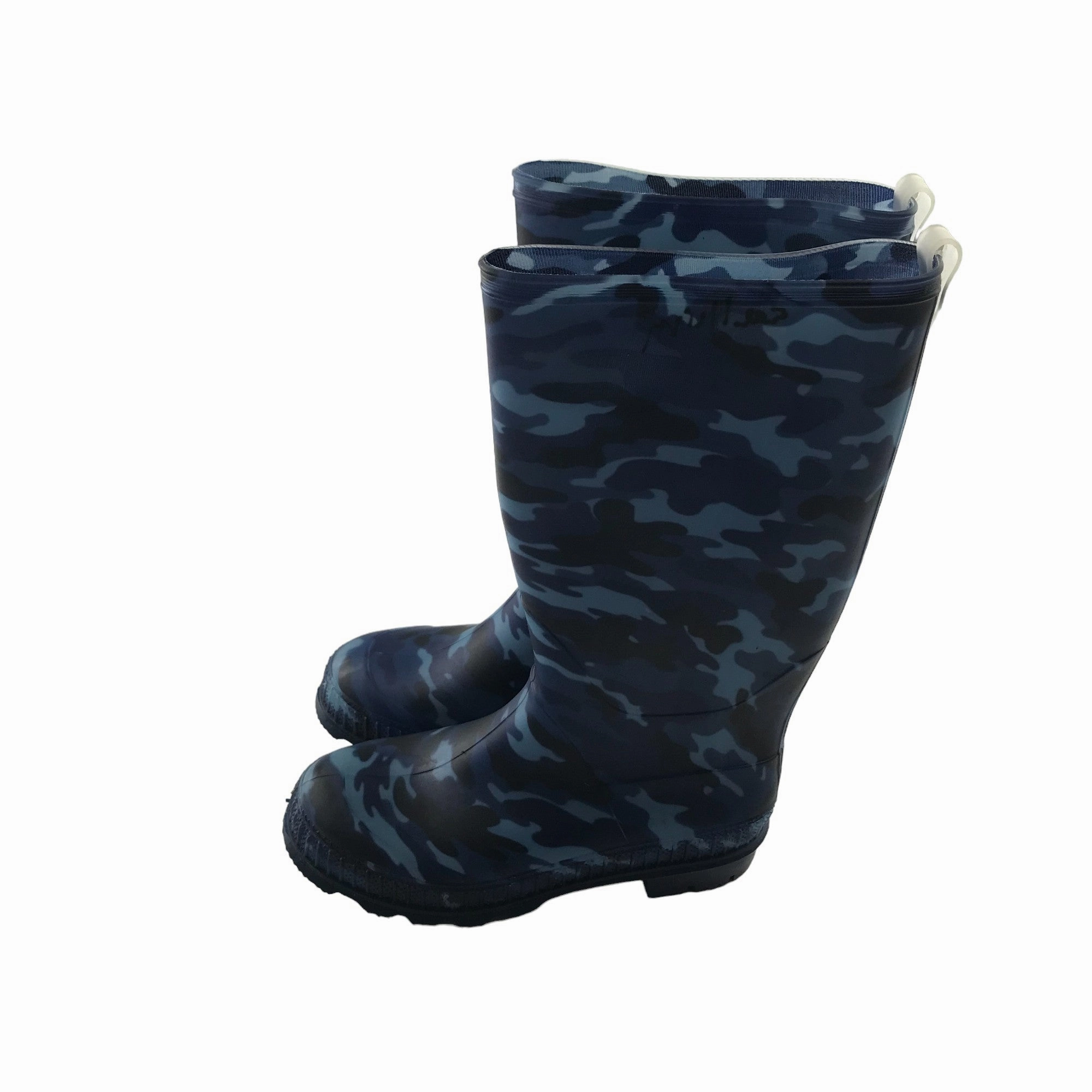 F&F wellies shoe size 13 junior navy and blue camo pattern Outdoor Shoe Rack Waterproof