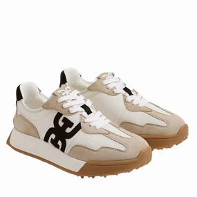 Sam Edelman Women's Langley Lace Up Sneaker | White/Tan/Black Suede Waterproof And Stain Proof Shoe Spray