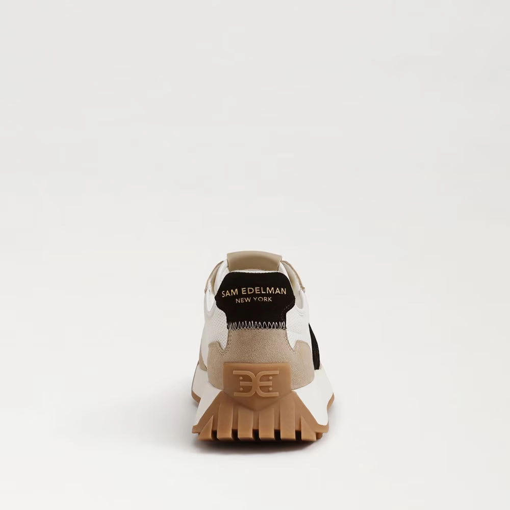 Sam Edelman Women's Langley Lace Up Sneaker | White/Tan/Black Suede Slip Waterproof Walking Shoes