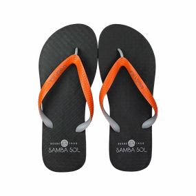 Flip Flops To Help Plantar Fasciitis Samba Sol Mens Beach Collection Flip Flops - Black/Orange/Grey