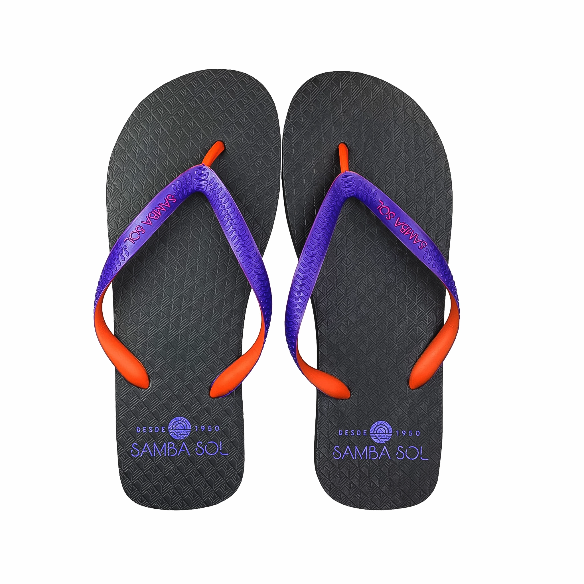 Flip Flop Pics Samba Sol Mens Beach Collection Flip Flops - Black/Orange/Purple