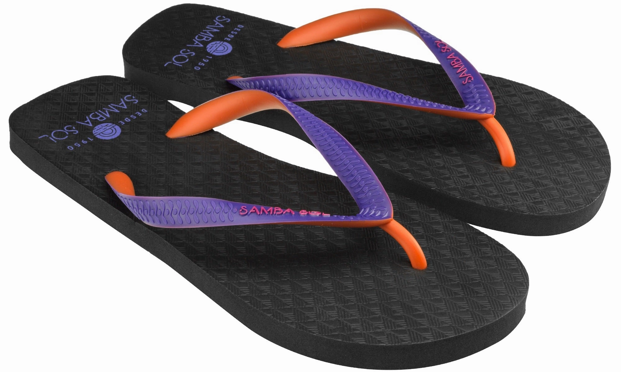 Patterned Flip Flops Samba Sol Mens Beach Collection Flip Flops - Black/Orange/Purple