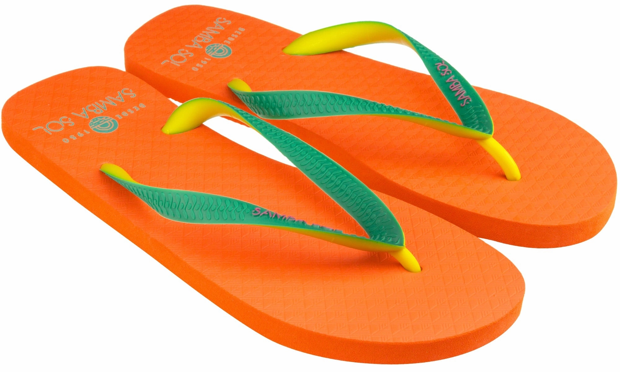 Samba Sol Mens Beach Collection Flip Flops - Orange Best Flip Flops For Low Arches
